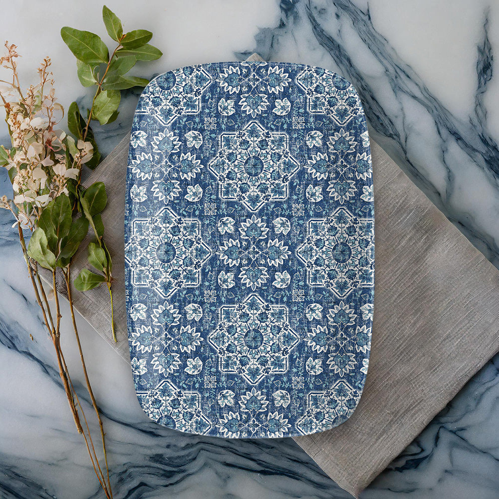 Atlantic Blue Melamine Rectangular Platter