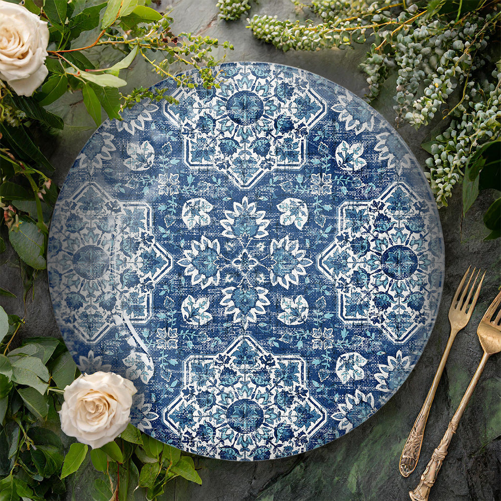 Atlantic Blue Melamine Dinner Plates
