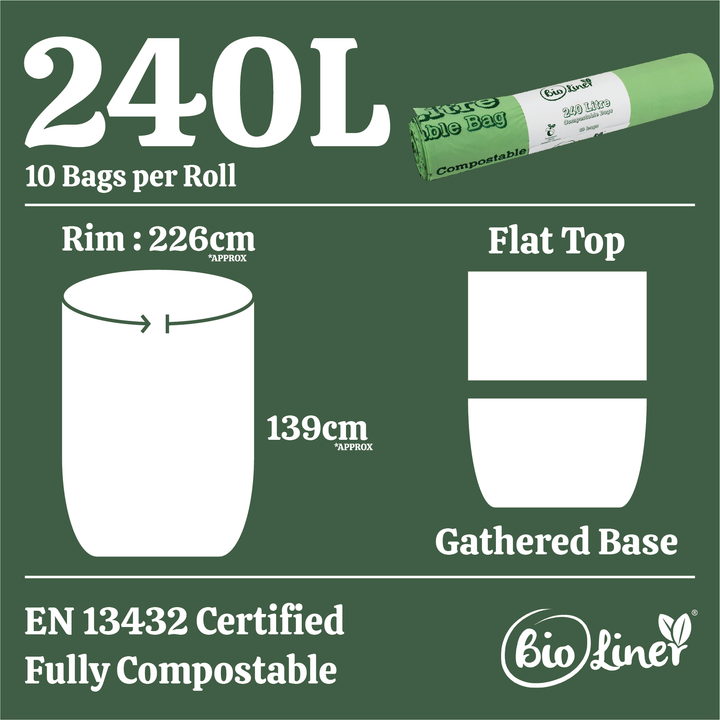 240L BioLiner Compostable Bin Liners for Large Wheelie Bins