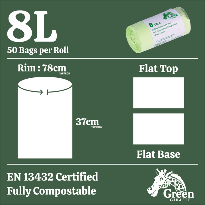 8L Green Giraffe Compostable Kitchen Caddy Liners