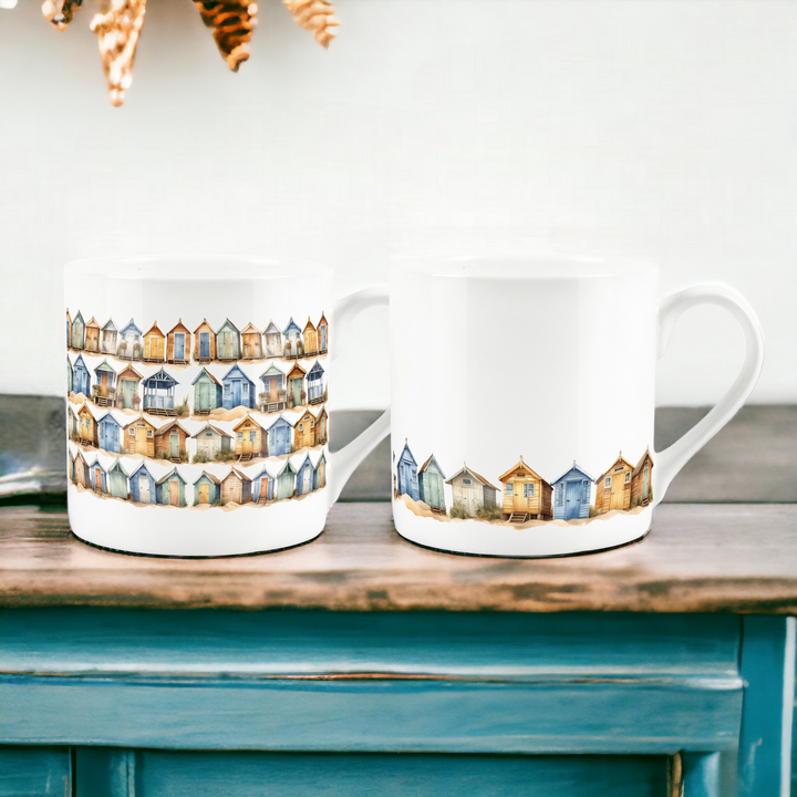 Purely Home Beach Huts Bone China Mugs