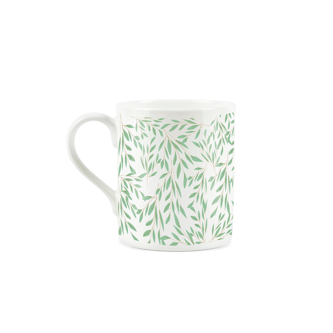 Purely Home Delicate Leaves Small Bone China Mugs