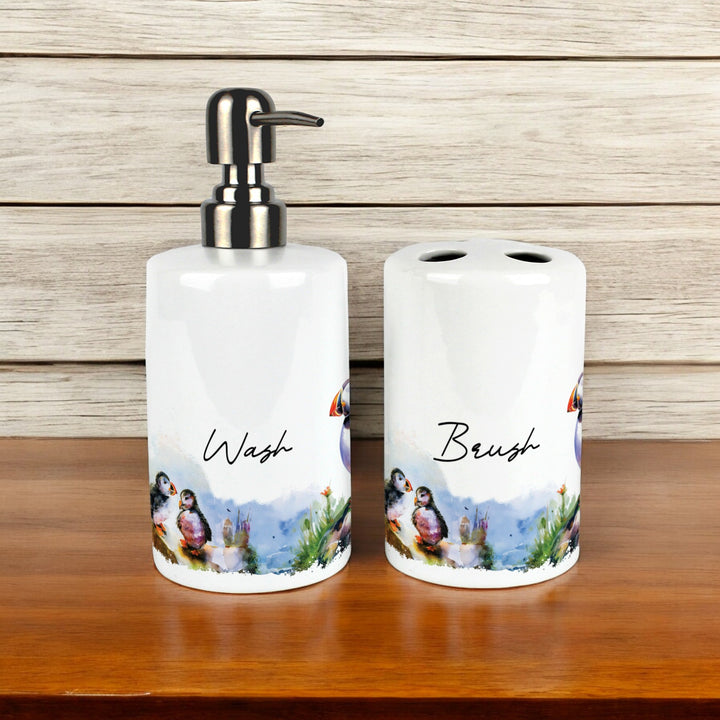 Purely Home Seaside Puffin Bathroom Accessories Set