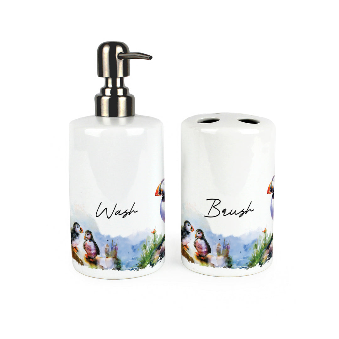 Purely Home Seaside Puffin Bathroom Accessories Set