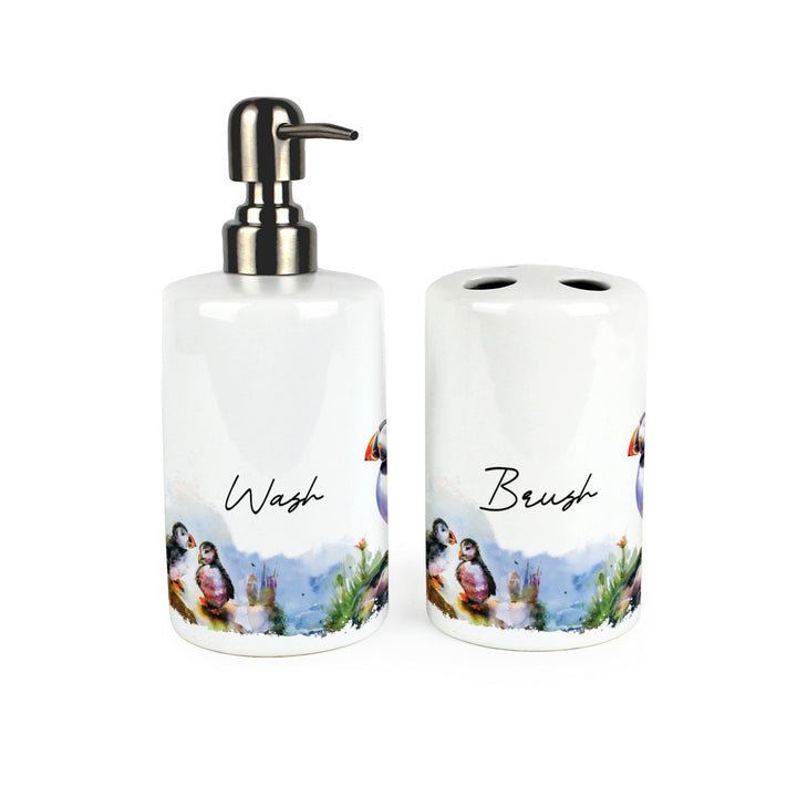 Purely Home Seaside Puffin Bathroom Accessories Set