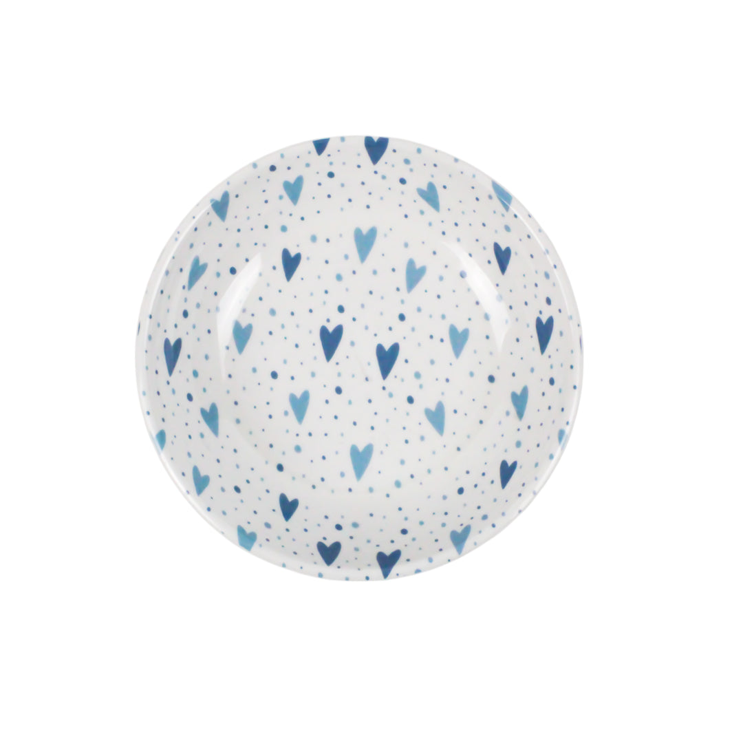 Blue Hearts Melamine Pet Bowl & Saucer Set