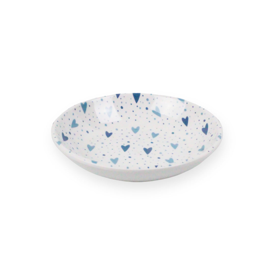 Blue Hearts Melamine Pet Bowl & Saucer Set