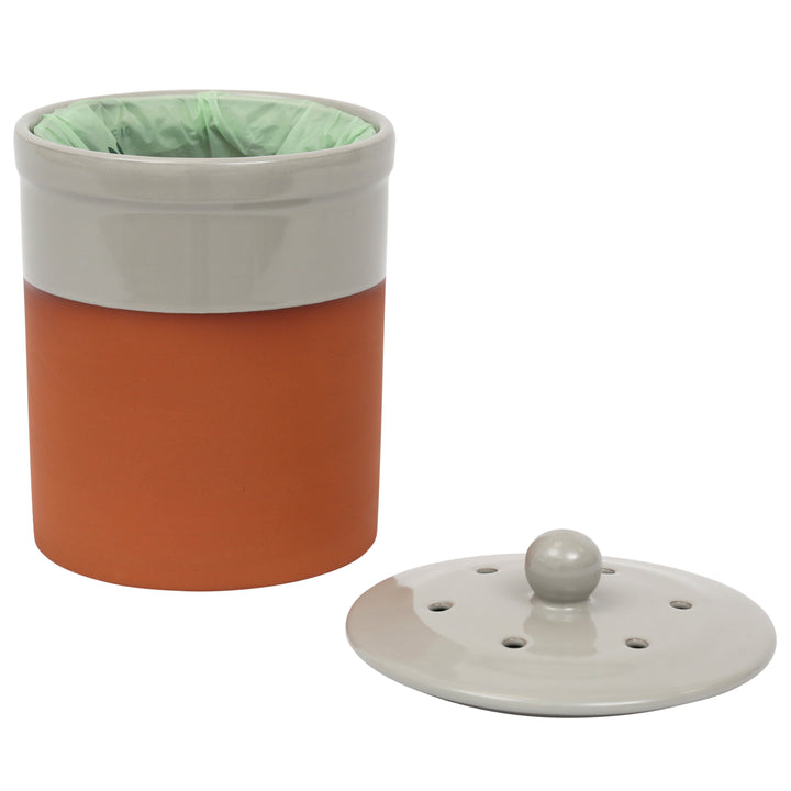 Chetnole Terracotta Compost Caddy - Pale Grey