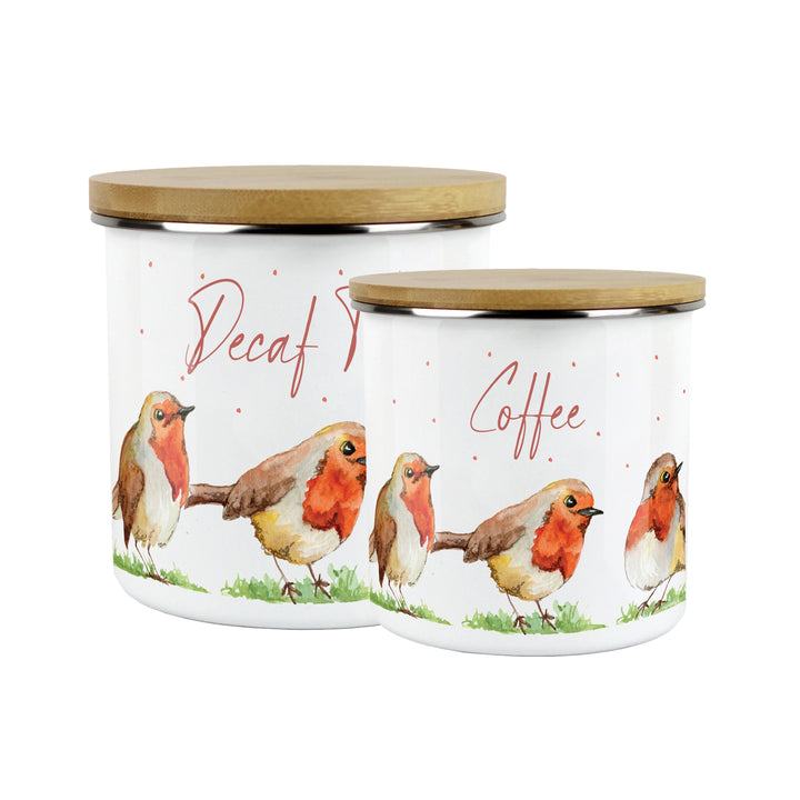 Purely Home English Robins Enamel Kitchen Canisters