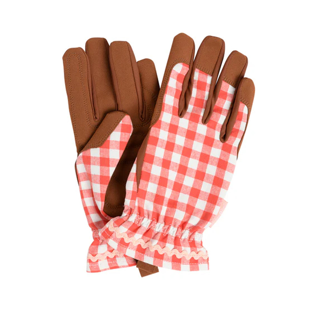 Burgon & Ball Gingham Check Gardening Gloves - Red