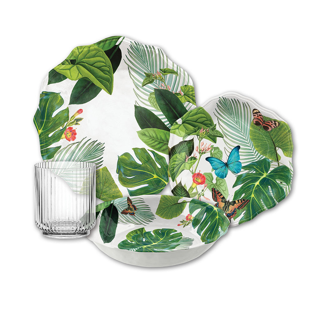 Amazon Floral Melamine Dinnerware Set with Tumblers