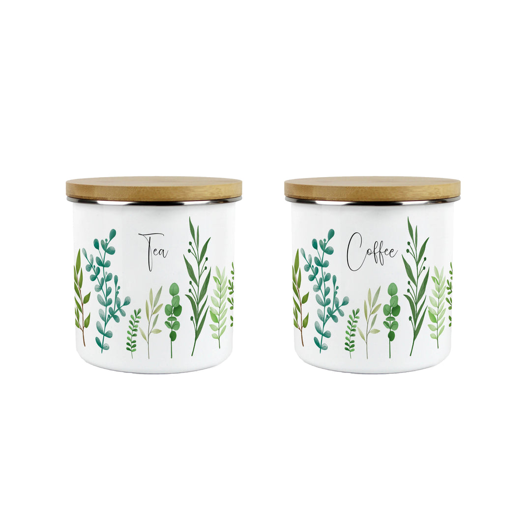 Purely Home Green Foliage Enamel Kitchen Canister Sets
