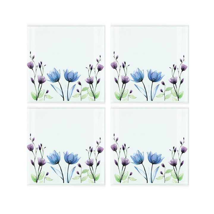 Purely Home Blooming Lovely Glass Coasters