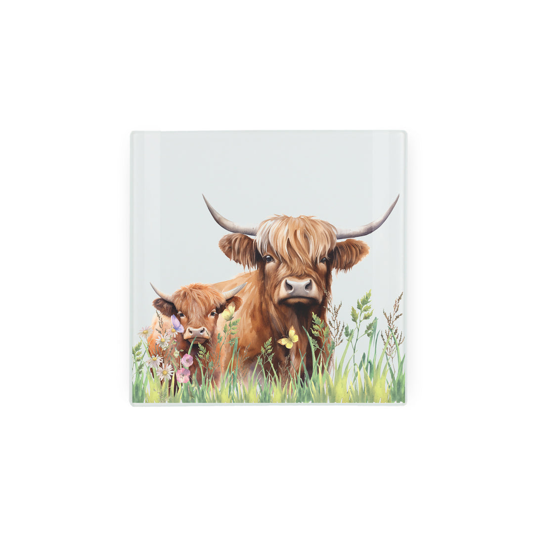 Purely Home Highland Cow & Calf Glass Hot Pot Stand