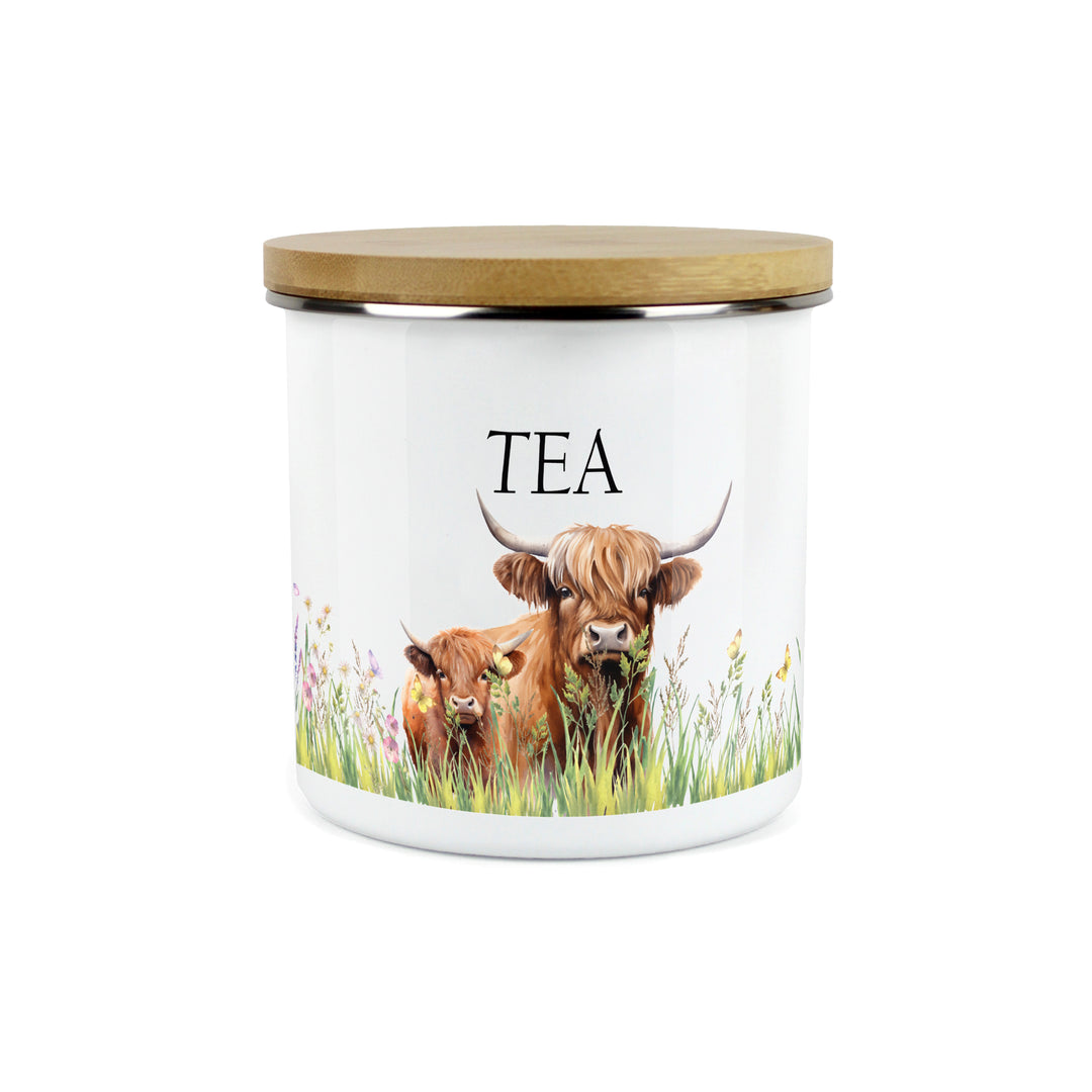 Purely Home Highland Cow & Calf Enamel Kitchen Canisters