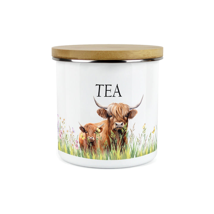 Purely Home Highland Cow & Calf Enamel Kitchen Canisters