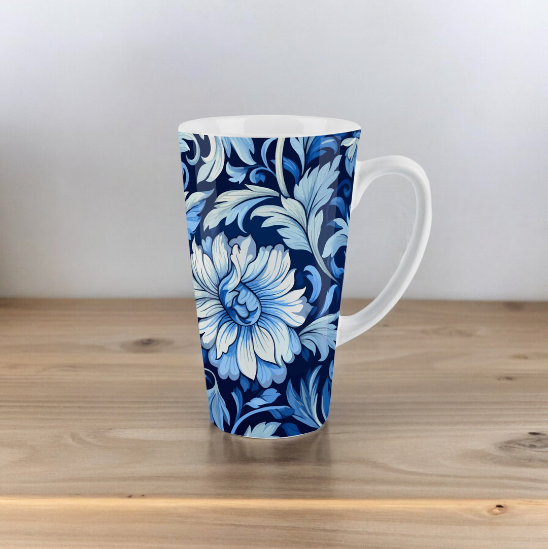 Purely Home Greek Floral Ceramic Latte Mugs