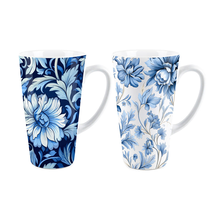 Purely Home Greek Floral Ceramic Latte Mugs