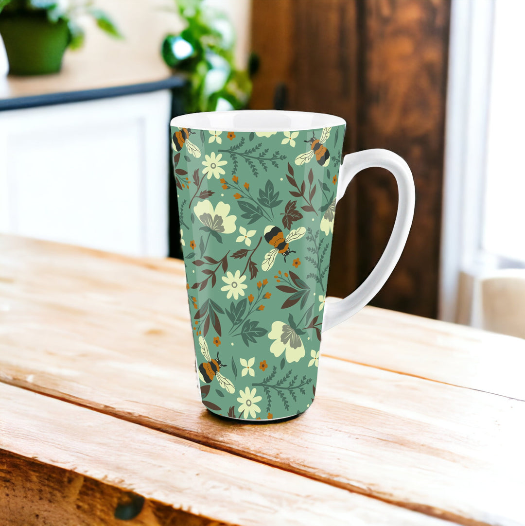Purely Home Bees & Flowers Ceramic Latte Mugs