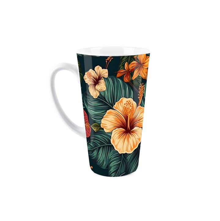 Purely Home Dark Hibiscus Ceramic Latte Mugs