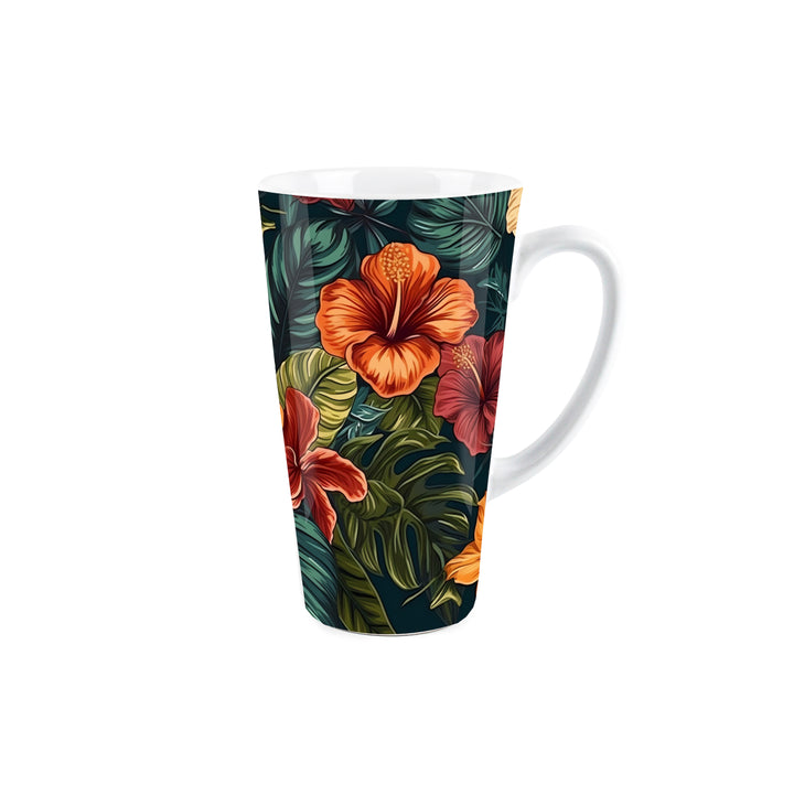 Purely Home Dark Hibiscus Ceramic Latte Mugs