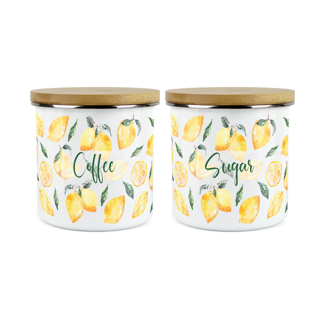 Purely Home Lemons Enamel Kitchen Canister Sets