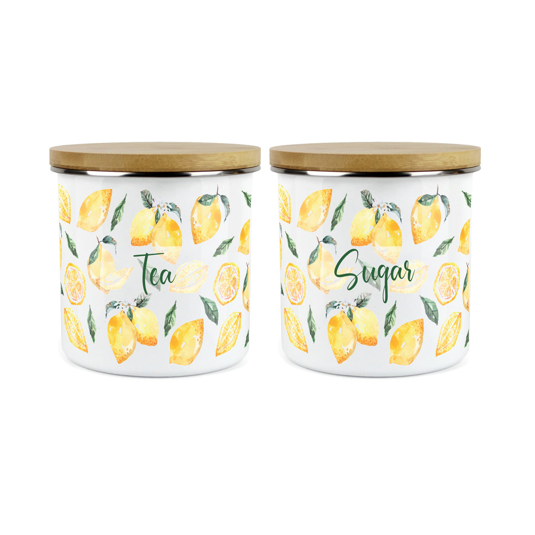Purely Home Lemons Enamel Kitchen Canister Sets