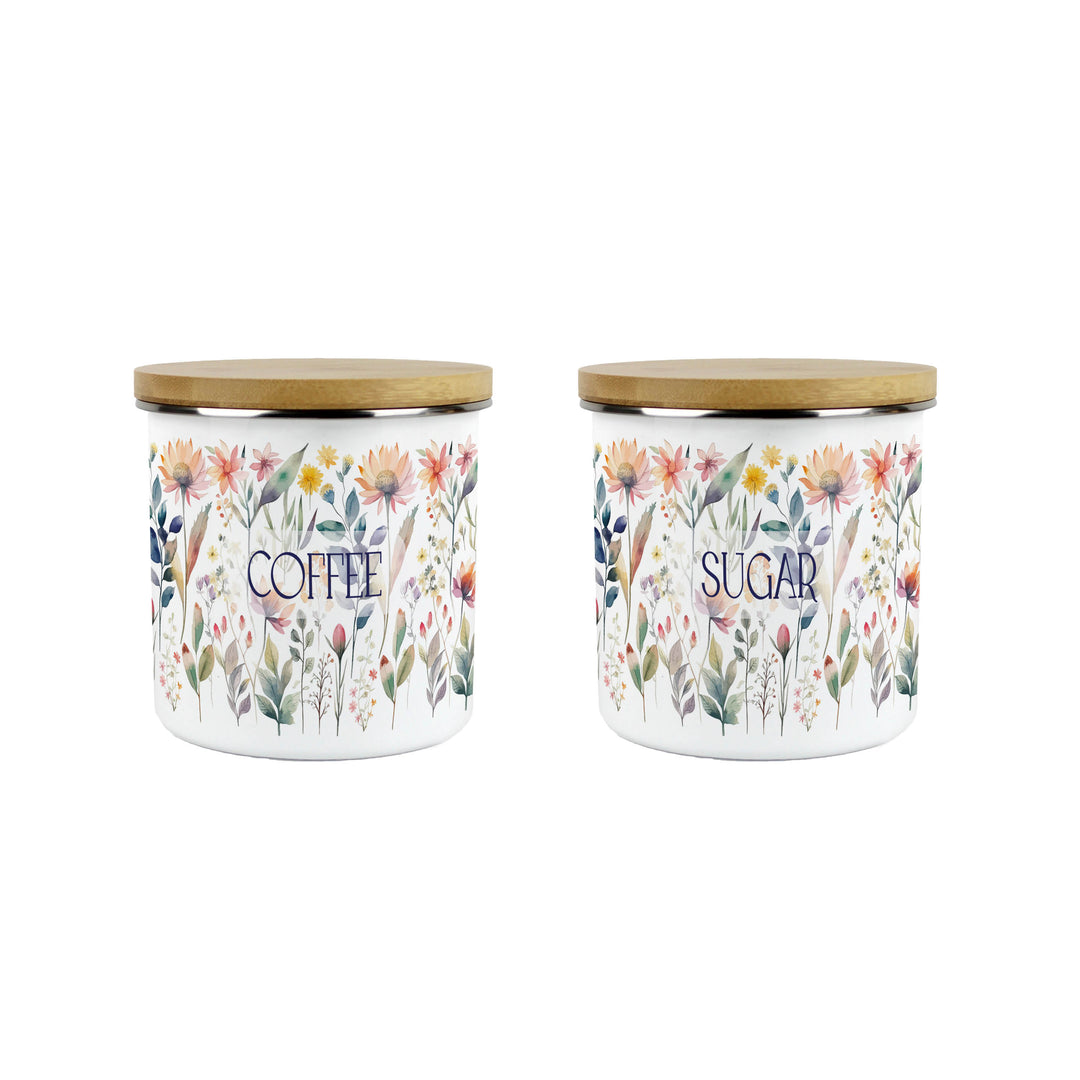 Purely Home Pastel Flowers Enamel Kitchen Canister Sets