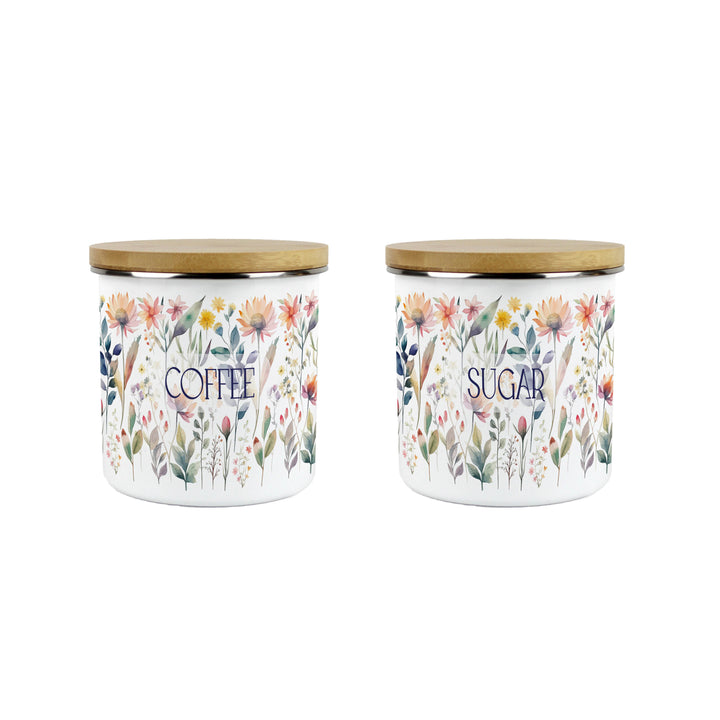 Purely Home Pastel Flowers Enamel Kitchen Canister Sets