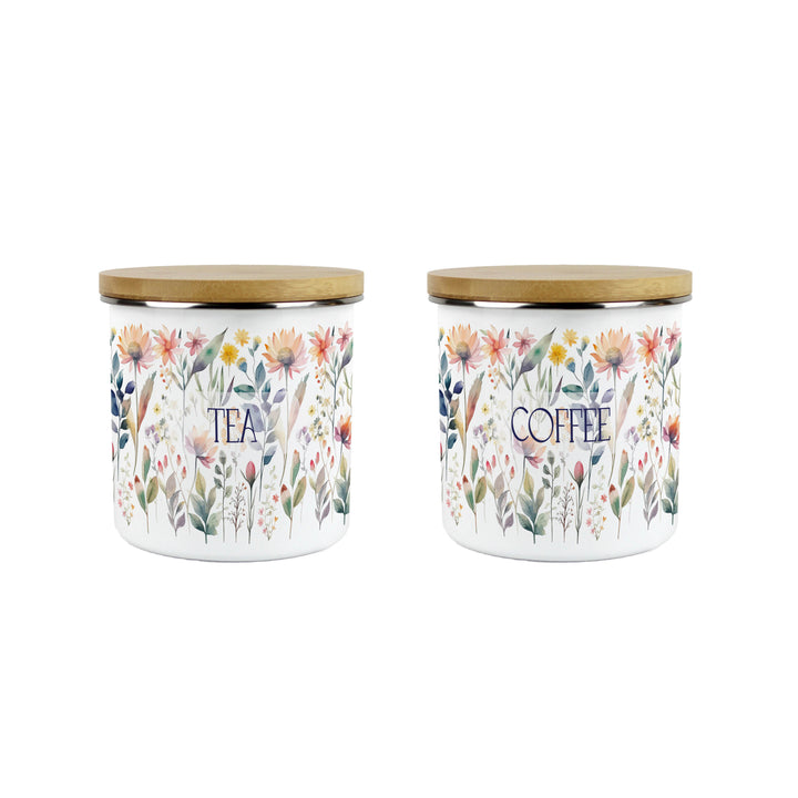 Purely Home Pastel Flowers Enamel Kitchen Canister Sets