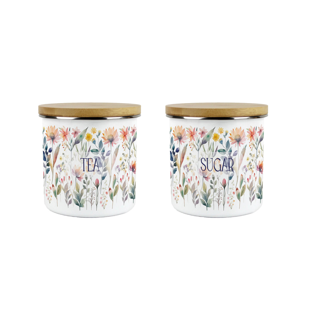 Purely Home Pastel Flowers Enamel Kitchen Canister Sets