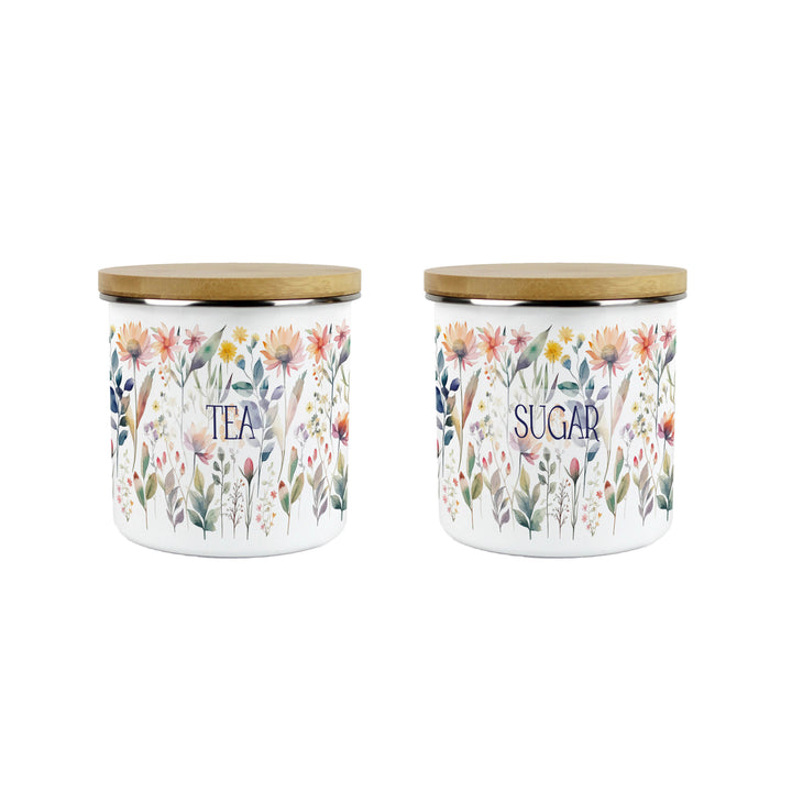 Purely Home Pastel Flowers Enamel Kitchen Canister Sets