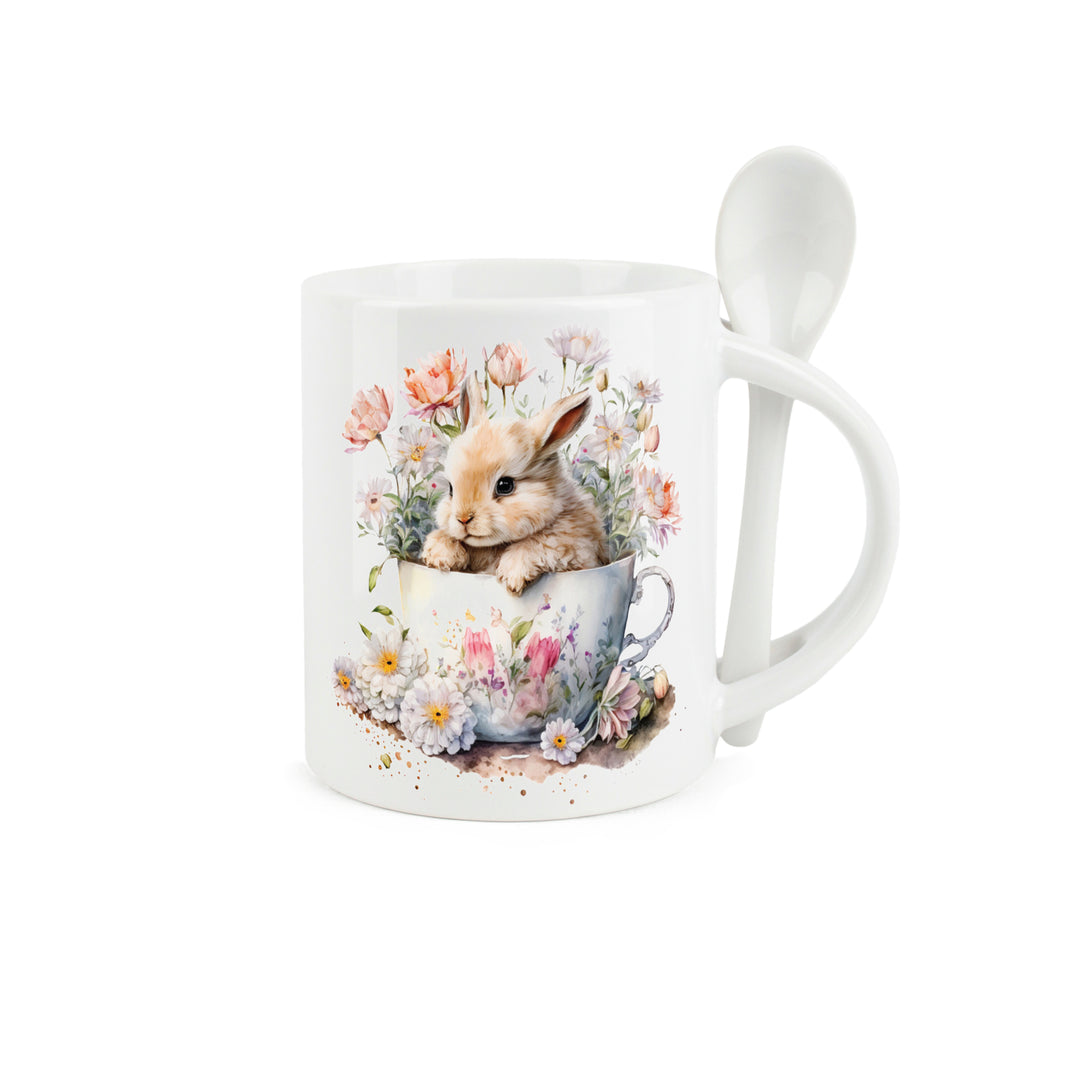 Purely Home Teacup Bunny Ceramic Mug With Spoon