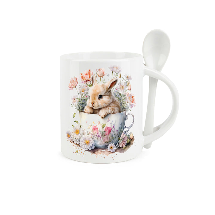 Purely Home Teacup Bunny Ceramic Mug With Spoon