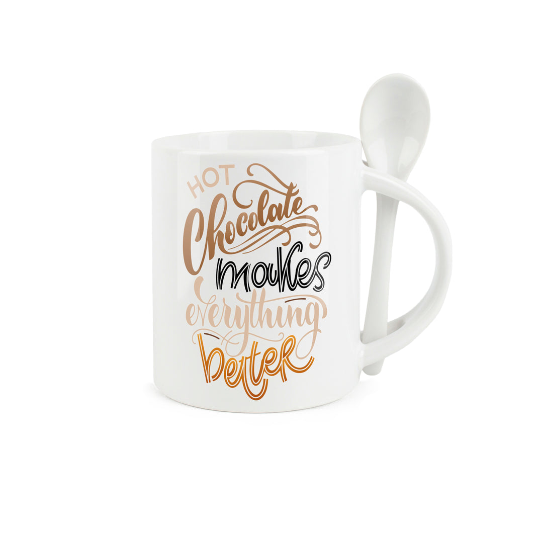 Purely Home Hot Chocolate Better Ceramic Mug With Spoon