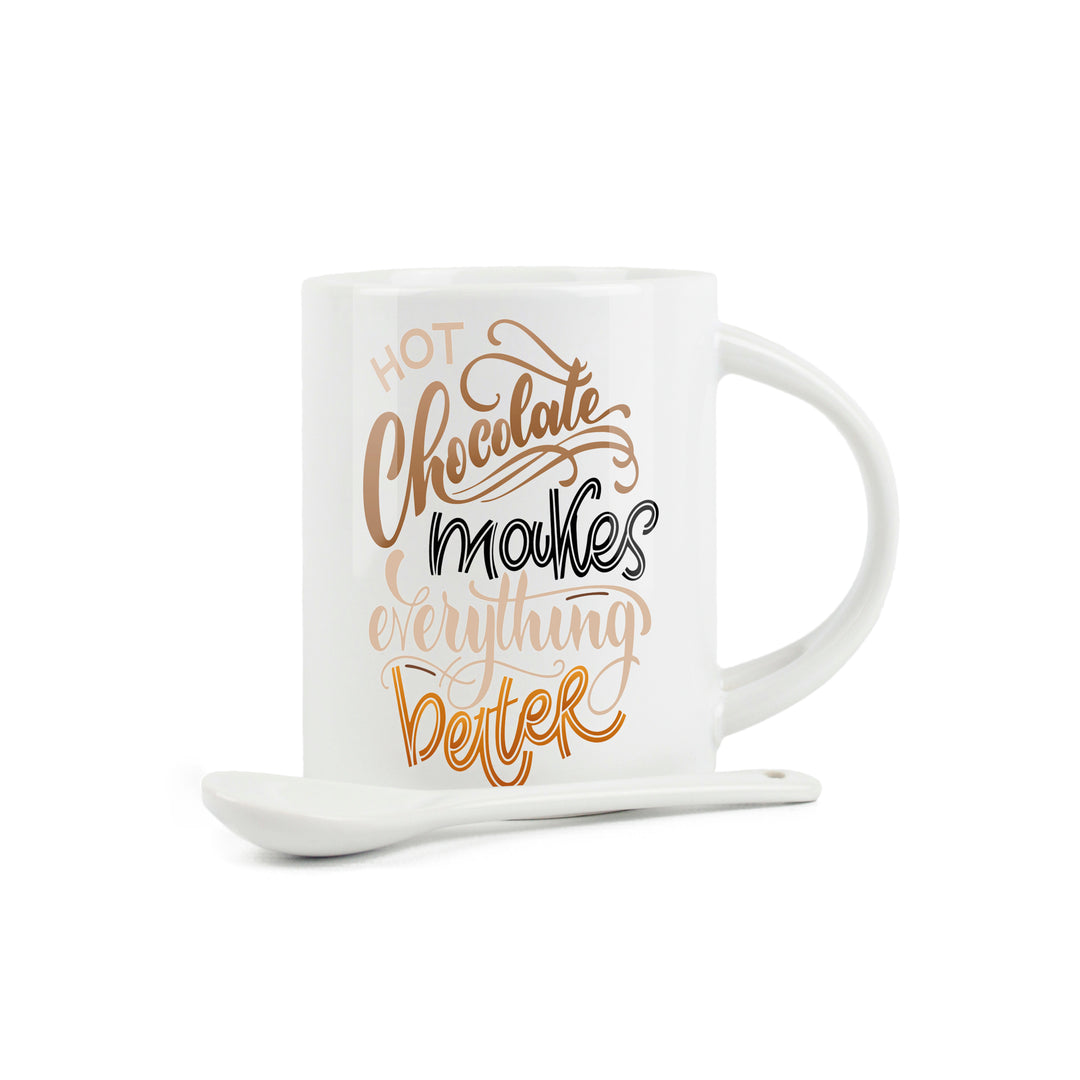 Purely Home Hot Chocolate Better Ceramic Mug With Spoon