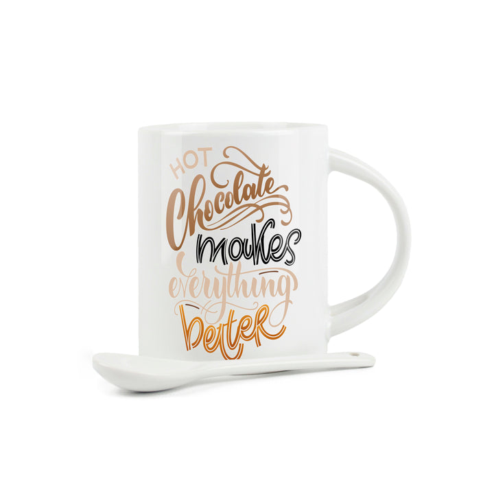 Purely Home Hot Chocolate Better Ceramic Mug With Spoon