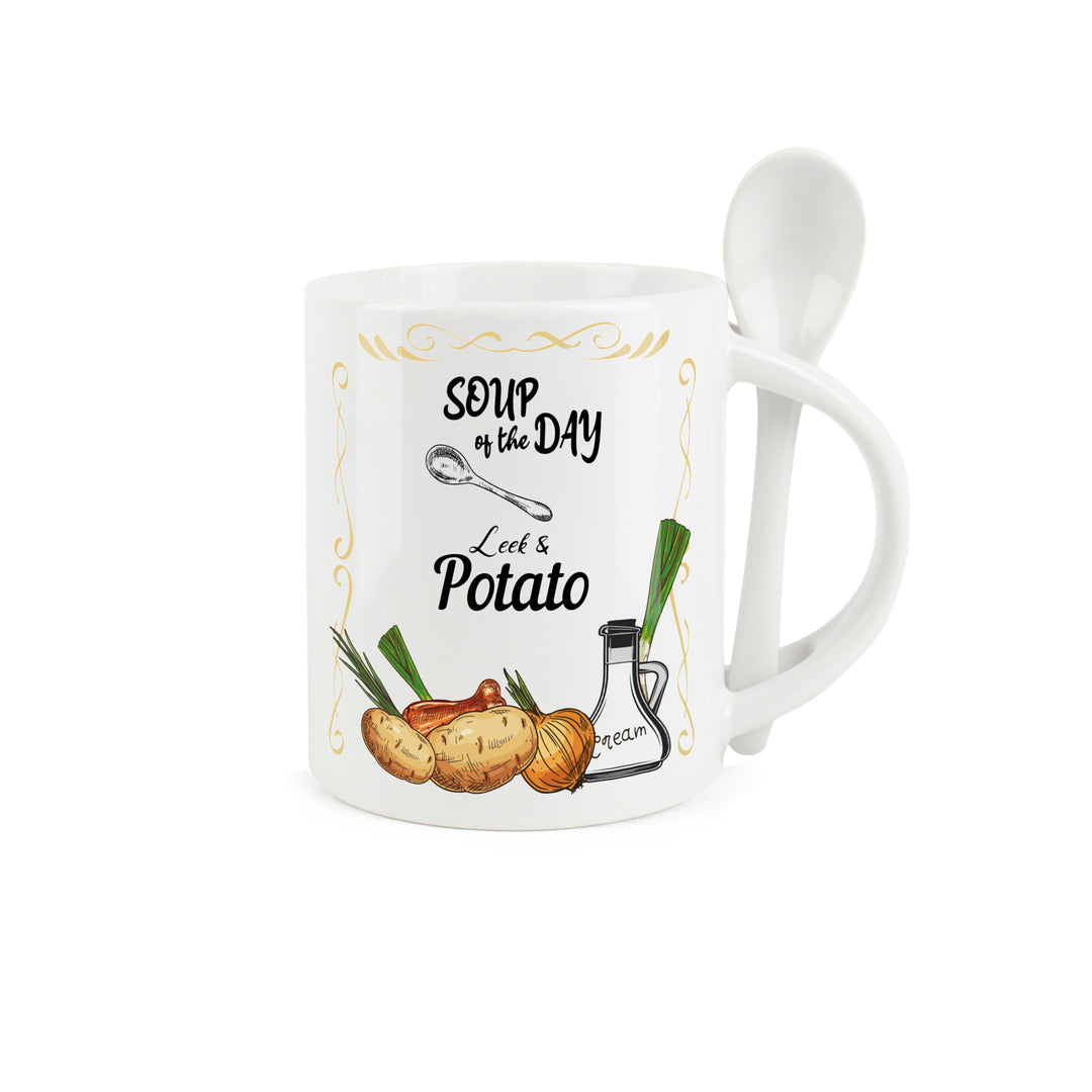 Purely Home Soup of the Day Ceramic Mug With Spoon