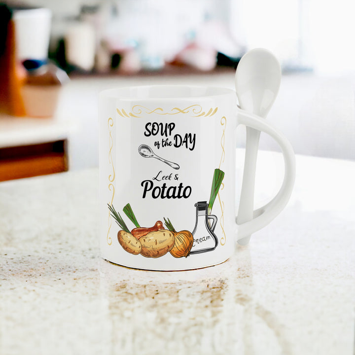 Purely Home Soup of the Day Ceramic Mug With Spoon