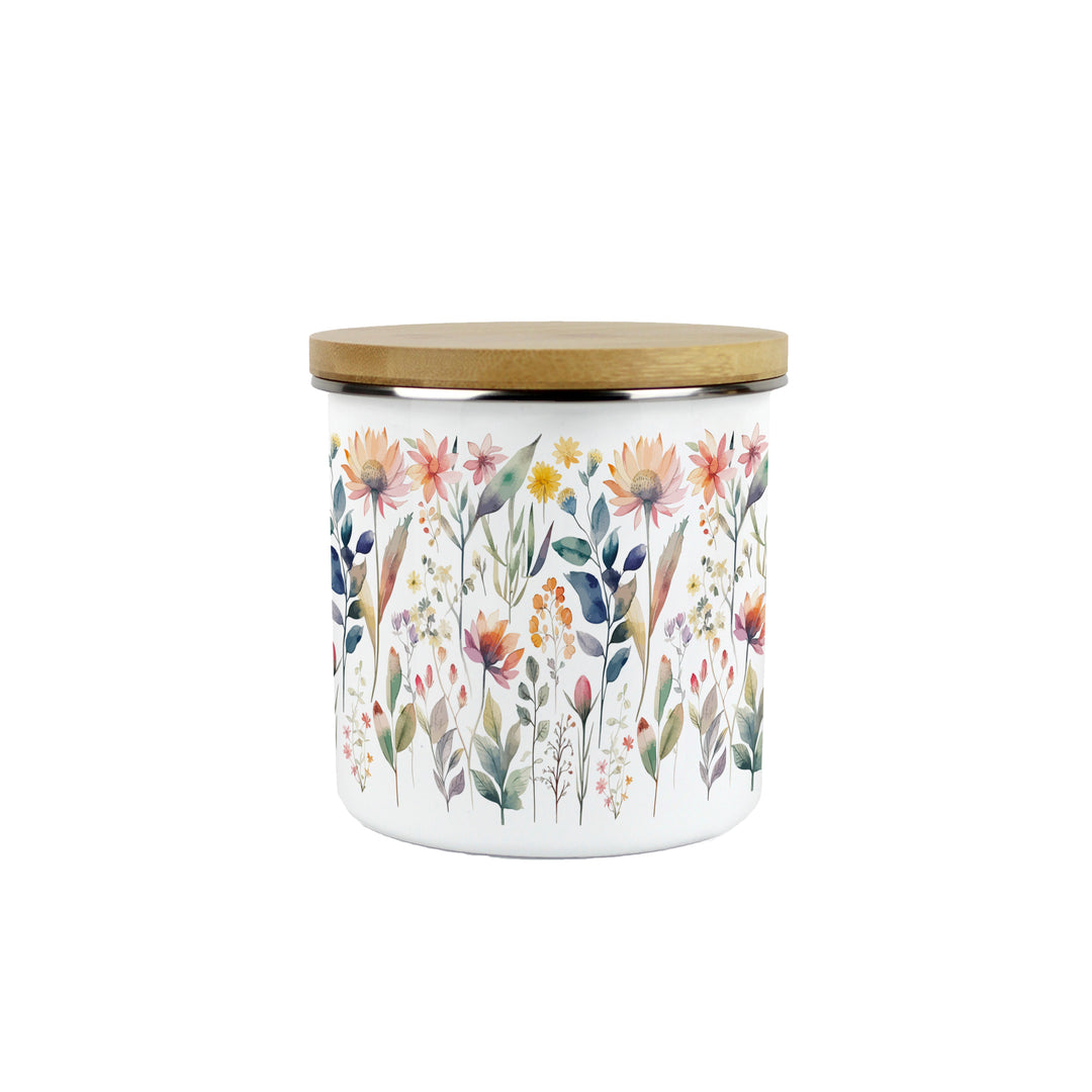 Purely Home Pastel Flowers Enamel Kitchen Canisters