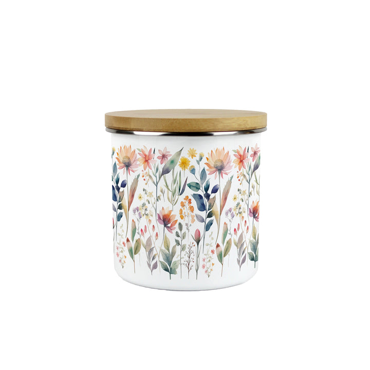 Purely Home Pastel Flowers Enamel Kitchen Canisters