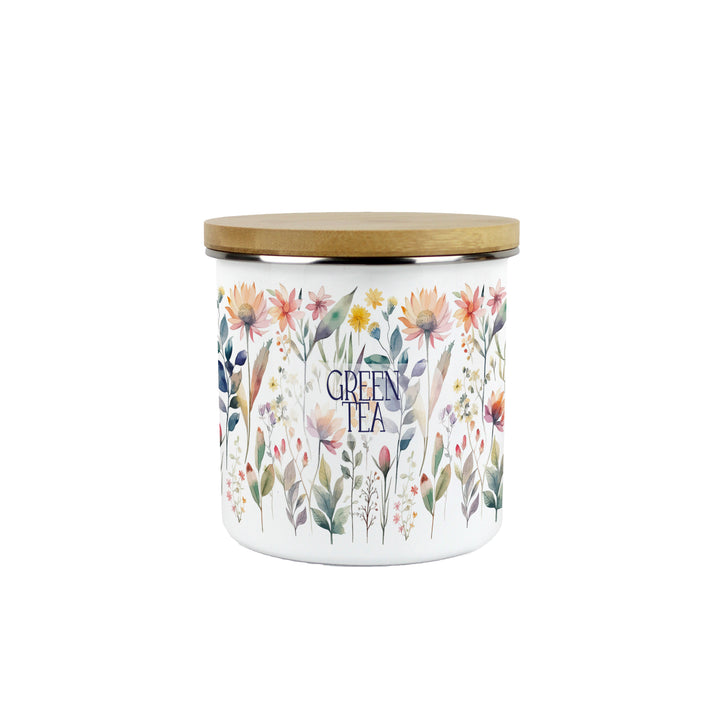Purely Home Pastel Flowers Enamel Kitchen Canisters