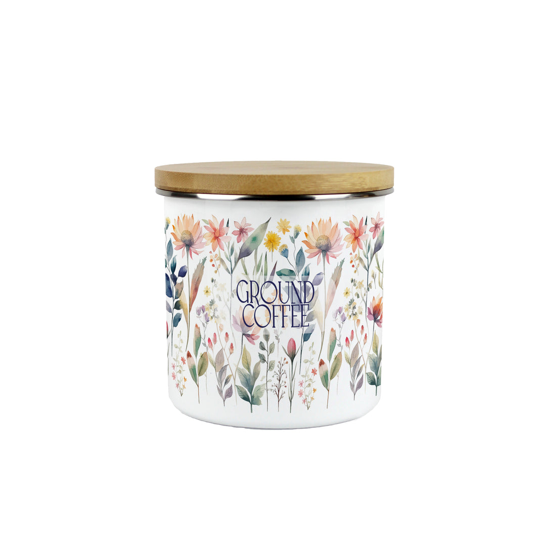 Purely Home Pastel Flowers Enamel Kitchen Canisters