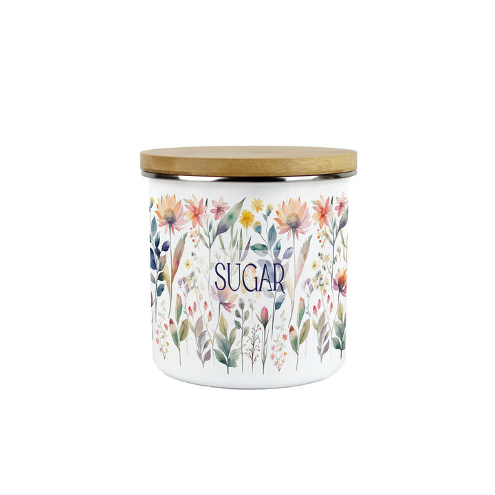 Purely Home Pastel Flowers Enamel Kitchen Canisters