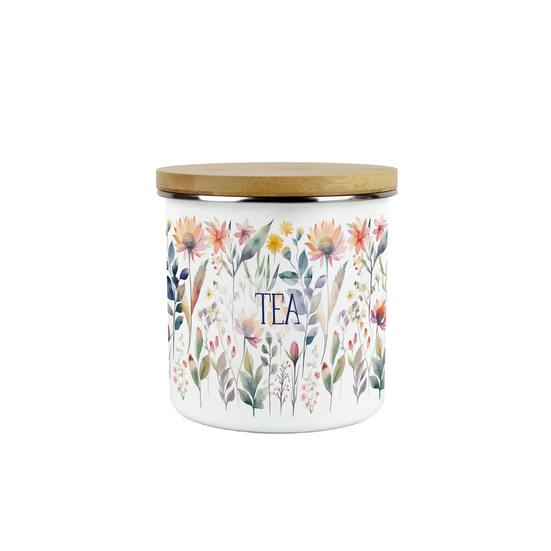 Purely Home Pastel Flowers Enamel Kitchen Canisters