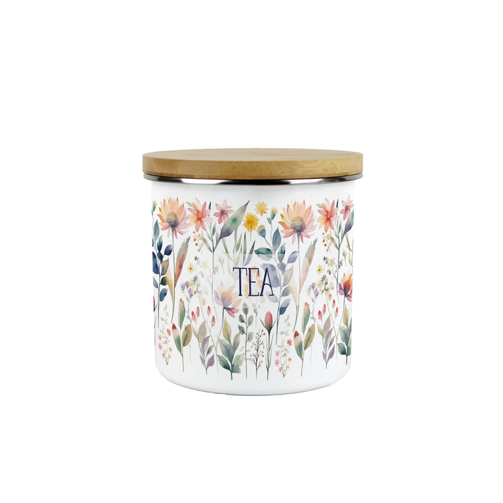 Purely Home Pastel Flowers Enamel Kitchen Canisters