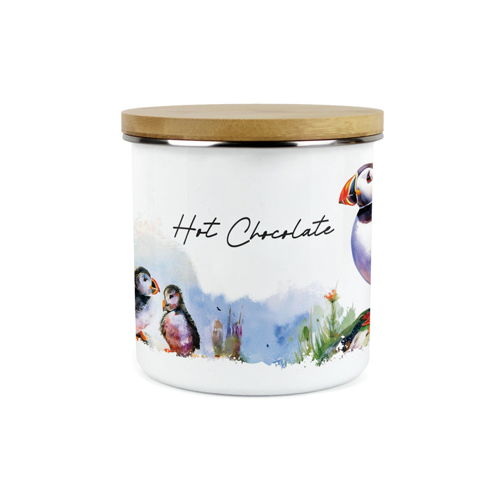 Purely Home Seaside Puffin Enamel Kitchen Canisters