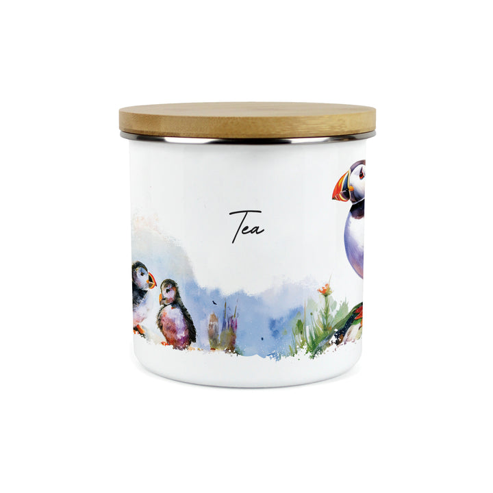 Purely Home Seaside Puffin Enamel Kitchen Canisters