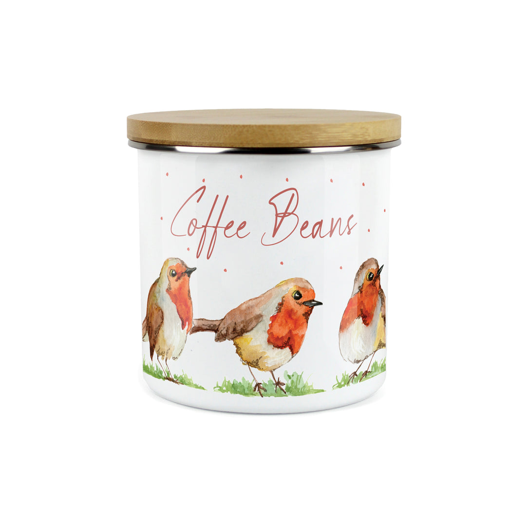 Purely Home English Robins Enamel Kitchen Canisters