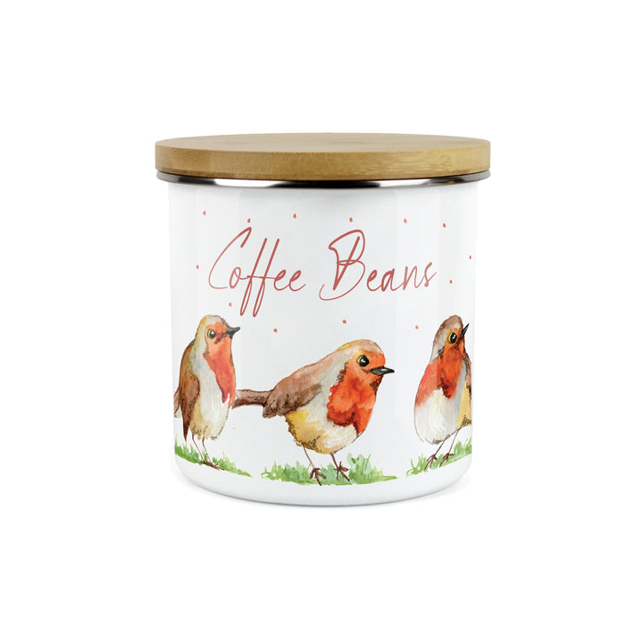 Purely Home English Robins Enamel Kitchen Canisters